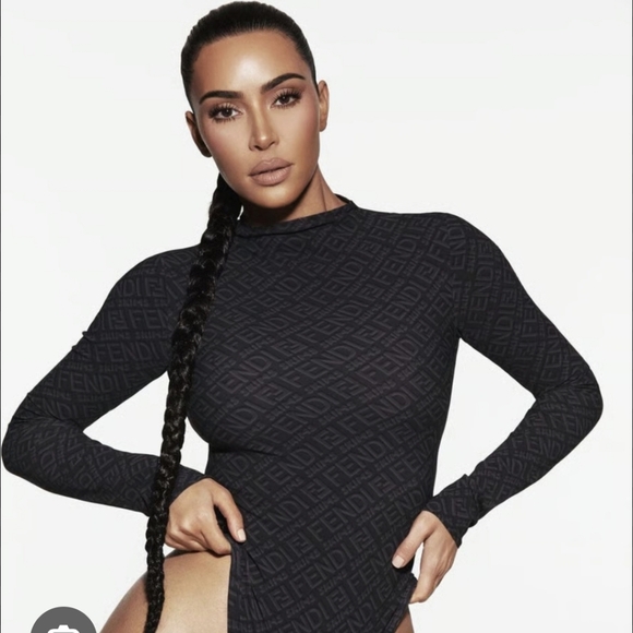 Fendi Tops - SKIMS FENDI Black Monogram Bodysuit